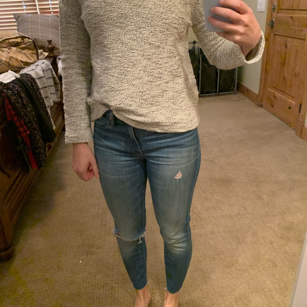Madewell white and grey knitted turtleneck sweater